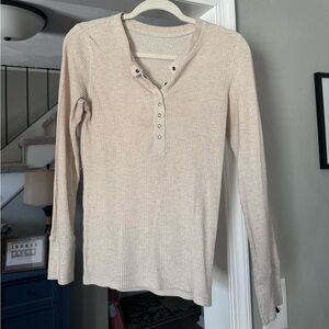 Women's Cream Long Sleeve Aerie Henley Top